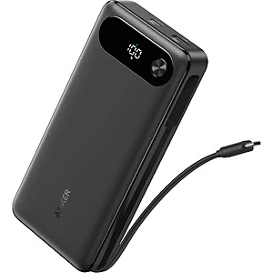 Anker 20,000 mAh Power Bank, 87W total output w/ built-in USB-C cable - Open Box Excellent at Best Buy $48.99