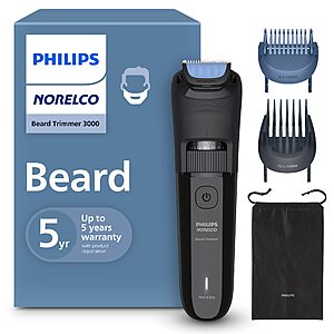 $24.98: Philips Norelco Beard Trimmer 3000 Waterproof USB Rechargeable 40 Lengths at Amazon
