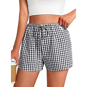 GKBK Boxer Shorts for Women Gingham Pajama 2026 Summer Spring Casual Lounge Sleep Plaid Checkered Shorts Y2K Beach Bottoms Black White Plaid XL $7.19