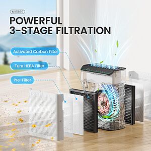 Air Purifiers for Home Large Room up to 1690 ft², HEPA Filter with PM 2.5 Monitor, WiFi and Alexa Compatible, Dual Air Intake for Smoke, Odor, Ivory $42.89