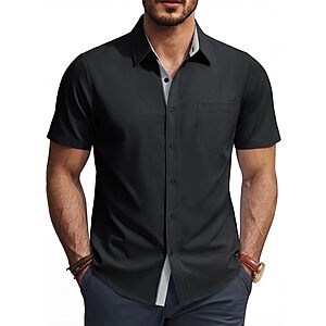 PJ PAUL JONES Men's Short Sleeve Wrinkle-Free Button Down Dress Shirt (Various) $8.99 + Free Shipping w/ Prime or on $35+