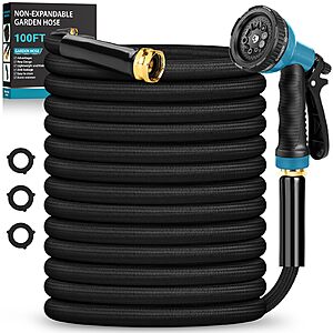 BAZOLOTA Garden Hose 100FT Non-Expanding, Lightweight Hose With 10-Function Nozzle, Leak-Proof No-Knot, Easy to Carry, Wear-Resistant, Sturdy 3/4GHT $35.99