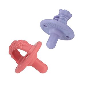 Nuby 2-Pack 3-D Sili Soother Silicone Pacifiers (Purple Bow & Pink Flowers) $2.41 + Free Shipping w/ Prime or on $35+