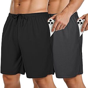 Men's Athletic Shorts w/Pockets, Quick Dry, 2-Pack (July 20 Only) $7.49