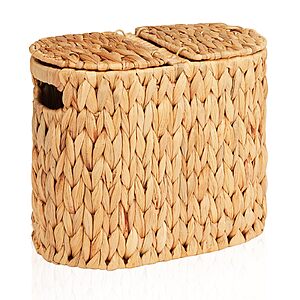 FairyHaus Wicker 4-Roll Toilet Paper Storage Basket w/ Lid & Handles $15.59 + Free Shipping w/ Prime or on $35+