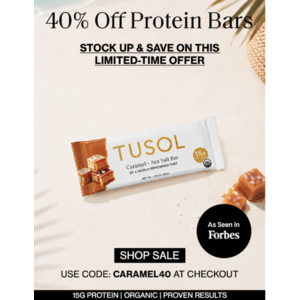 ๐ฅ TUSOL Organic Salted Caramel Protein Bars โ Limited-Time Deal! $18