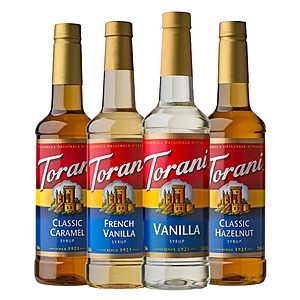 4-Pack 25.4 oz Torani Coffee Syrup Variety Pack (Caramel, French Vanilla, Vanilla & Hazelnut) $15.04 + Free Shipping