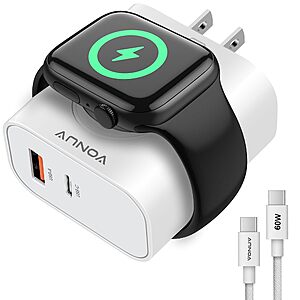 VONUV 3-in-1 20W PD Fast Wall Charger w/ Magnetic Apple Watch Charger, USB-C & USB-A Ports + 60W USB-C Cable $8.99 + Free Shipping w/ Prime or on $35+