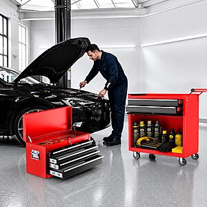 LDHTHOPI 8-Drawer Rolling Tool Chest, Assembled Metal Tool Storage Cabinet with Wheels, Locking Sliding Drawers & Detachable Top Box $199.98