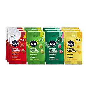 [S&S]GU Energy Chews, Caffeine Free Mixed Flavors - 12 Bags (24 Servings Total) $14.72 + Free S&H w/ Prime or $35+
