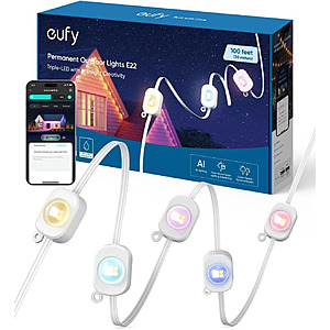 eufy 100' Permanent Smart Light Strip App Control IOutdoor Light E22 IP67 (Refurbished) $80 + FS