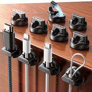 10-Count LISEN Magnetic/Adhesive Cord & Cable Holders (Black) $3.99 + Free Shipping w/ Prime or on $35+