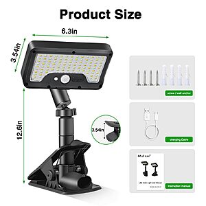 iMaihom Clip On Solar Lights Outdoor with Motion Sensor, 92 LED 600LM Solar Fence Lights, Warm/Neutral/Cool White, 360° Adjustable, IP65 Waterproof Security (2, Black) $16