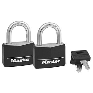 2-Pack Master Lock 141T Vinyl Covered Aluminum Padlock and Key Sets $5.37 ($2.69 set)+ Free Shipping w/ Prime or on $35+