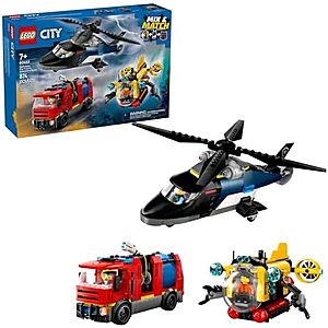 $40.79** | 874-Piece LEGO City: Mix & Match - Helicopter, Fire Truck & Submarine Remix (60462, 2025) at Amazon