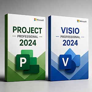 Microsoft Project Professional 2024 + Visio Professional 2024 (2 Keys, 1 PC Each, Lifetime License, Digital Download) $16.99
