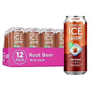 12-Pack 16-Oz Sparkling Ice Caffeine Caffeinated Sparkling Water (Root Beer or Cherry Cola) $14.59 w/ S&S + Free Shipping w/ Prime or on $35+