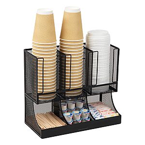 $19.60: Mind Reader Multipurpose Countertop Organizer, Cup and Condiment Station, Metal Mesh, Black
