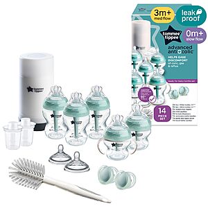 $25.00: Tommee Tippee Advanced Anti-Colic 14 Piece Baby Bottle, 5 BPA Free Bottles, 0+ Months