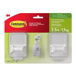 $5.31: Command Spray Bottle Hangers, 2 Hangers with 4 Strips, Holds up to 32 fl oz