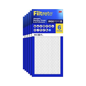 $55.98: Filtrete 14x30x1 Air Filter, MERV 13 MPR 1900, 6 HVAC Filters
