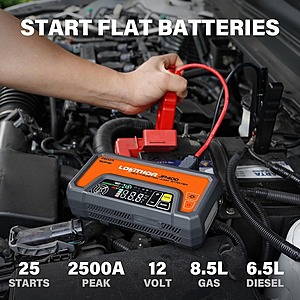 LOKITHOR 12V Portable LOKITHOR 2500A Jump Starter w/ Air Compressor $42.76 + Free Shipping w/ Prime or on $35+