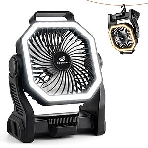 Odoland 20000mAh 4-Speed Rechargeable Camping Fan w/ 3-Color LED Light (Various) $14.99 + Free Shipping w/ Prime or on $35+