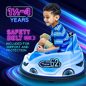 6V Blue Glow Bumper Car, Battery Powered Ride on for Children, Ages 1.5+, by Flybar $71