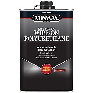 [NEW] $6.30 | Minwax Oil-Based Wipe-On Polyurethane, 1 Pint, Gloss at Amazon