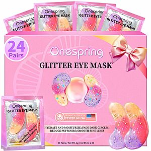 24-Pairs Onespring Glitter Under Eye Gel Patches for Dark Circles, Puffiness & Fine Lines (Tri-Color) $6.19 w/ S&S + Free Shipping w/ Prime or on $35+