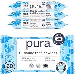 [NEW, SnS] $4.82 | 3-Pack 60-Count Pura Flushable Toddler Wipes at Amazon