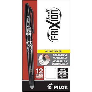 [NEW] $8.04 | PILOT FriXion Ball Erasable & Refillable Gel Ink Stick Pens, Fine Point, Black Ink, 12-Pack (31550) at Amazon