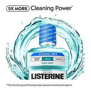 6-Pack 500mL Listerine Cool Mint Alcohol Free Mouthwash $15.69 ($2.65 ea) + Free Shipping w/ Walmart+ or on $35+