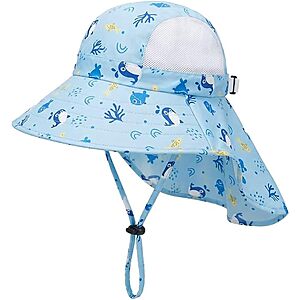 JoyPicks Kids' UPF 50+ Sun Hat w/ Wide Brim & Neck Flap (Various) from $3.49 + Free Shipping w/ Prime or on $35+
