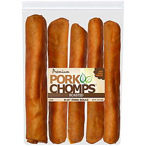 5-Pack Pork Chomps 8-10" Premium Roasted Pork Skin Rolls $7.70 + Free S&H w/ Walmart+ or on $35+