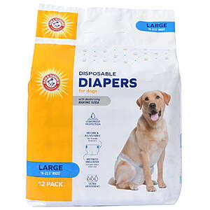 12-Count Arm & Hammer Female Dog Diapers (Large) $1.92 + Free S&H w/ Walmart+ or on $35+