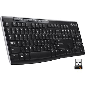 Logitech K270 Wireless Full-Size Keyboard w/ Number Pad & 8 Multimedia Keys $12.48 + Free Shipping w/ Prime or on $35+