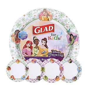 30-Ct 10" Glad for Kids Disney Princess Disposable Paper Plates $3.69 w/ S&S + Free Shipping w/ Prime or on $35+