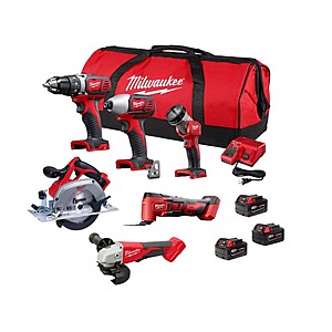 M18 18-Volt Lithium-Ion Cordless Combo Kit (6-Tool) w/ 3-Batteries, Charger & Tool Bag $489