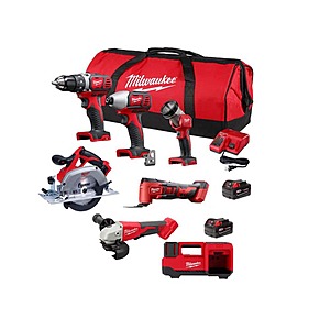 M18 18-Volt Lithium-Ion Cordless Combo Kit (6-Tool) w/ 2-Batteries, Charger & Tool Bag & M18 Inflator $569