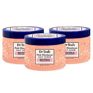 3-Pack 16-Ounce Dr Teal's Pink Himalayan Salt Body Scrub w/ Pure Epsom Salt & Essential Oils $12.71 w/ S&S + Free Shipping w/ Prime or on $35+