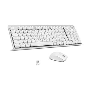 Leadsail Wireless USB Mechanical Keyboard and Silent Mouse Combo, Red Low Profile Switches, Nano USB Receiver, Silver + Free Shipping w/ Prime $16.99