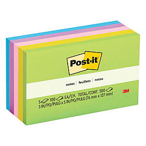 5-Ct 3"x5" Post-it Notes (Floral Fantasy) $3.44 + Free S&H w/ Walmart+ or on $35+