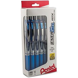 [NEW, SnS] $10.82 | Pentel EnerGel RTX RT Liquid Gel Pen, Med, Metal Tip, (0.7mm), Blue Ink, Box of 12 at Amazon