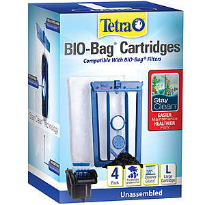 Tetra Whisper Bio-Bag with Stay Clean, Large Filter Cartridges for Aquariums, 4 Count $4.24