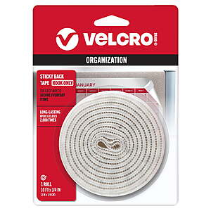 VELCRO® Brand Sticky Back 10ft x 3/4in Roll, White $2.79 + Free S&H w/ Walmart+ or $35+