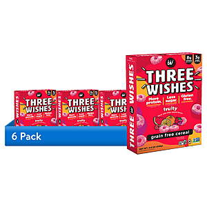 6-Pack 8.6-Oz Three Wishes Grain Free Fruity Cereal $18.04 ($3.01 Ea) + Free Shipping w/ Walmart+ or on $35+