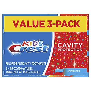 3-Pack 4.6-Oz Crest Kid's Cavity Protection Toothpaste $4.52 + Free Shipping w/ Prime or on orders over $35