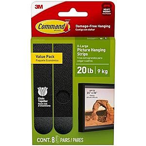 [SnS] $5.59* | 8-Pairs Command XL 20-Lb Heavyweight Picture Hanging Strips at Amazon
