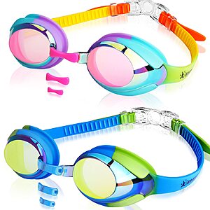 2 Pack Kids Swim Goggles for Toddler,Anti-Fog Waterproof Anti-UV Clear Vision Water Pool Goggles $5.39